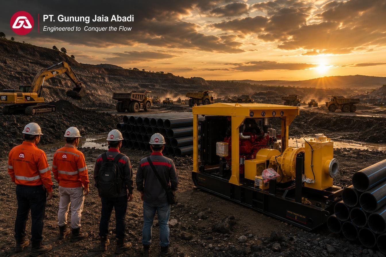 Unit pompa dewatering CONTRAFLO di lokasi tambang