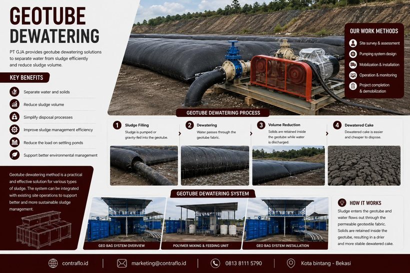 Geotube dewatering untuk pemisahan air dan padatan